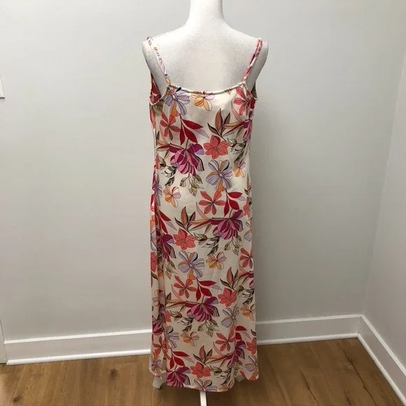 Tolani Satin Midi Sundress Womens Medium Tropical Floral Summer Going Out - Picture 9 of 14